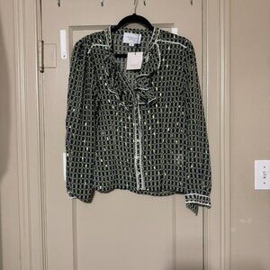 NWT Medium Long Sleeve Ruffle Blouse - The Shirt by Rochelle Behrens